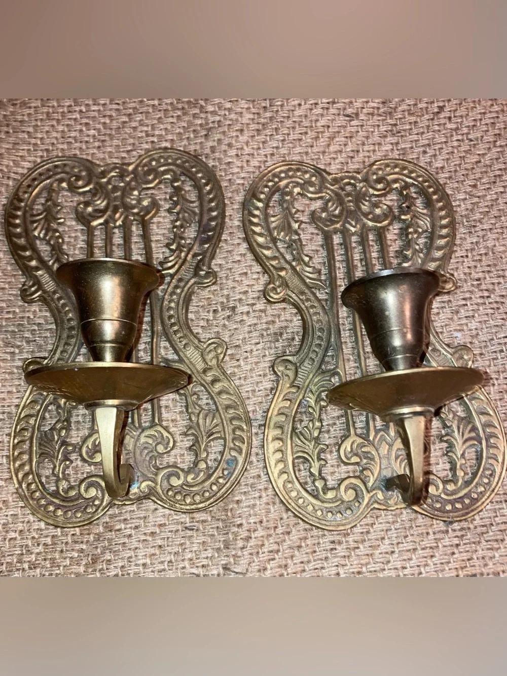 Vintage brass candle sconces